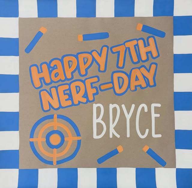 Colorful Nerf birthday banner