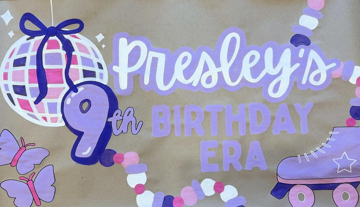 Hand-painted Elmo birthday banner